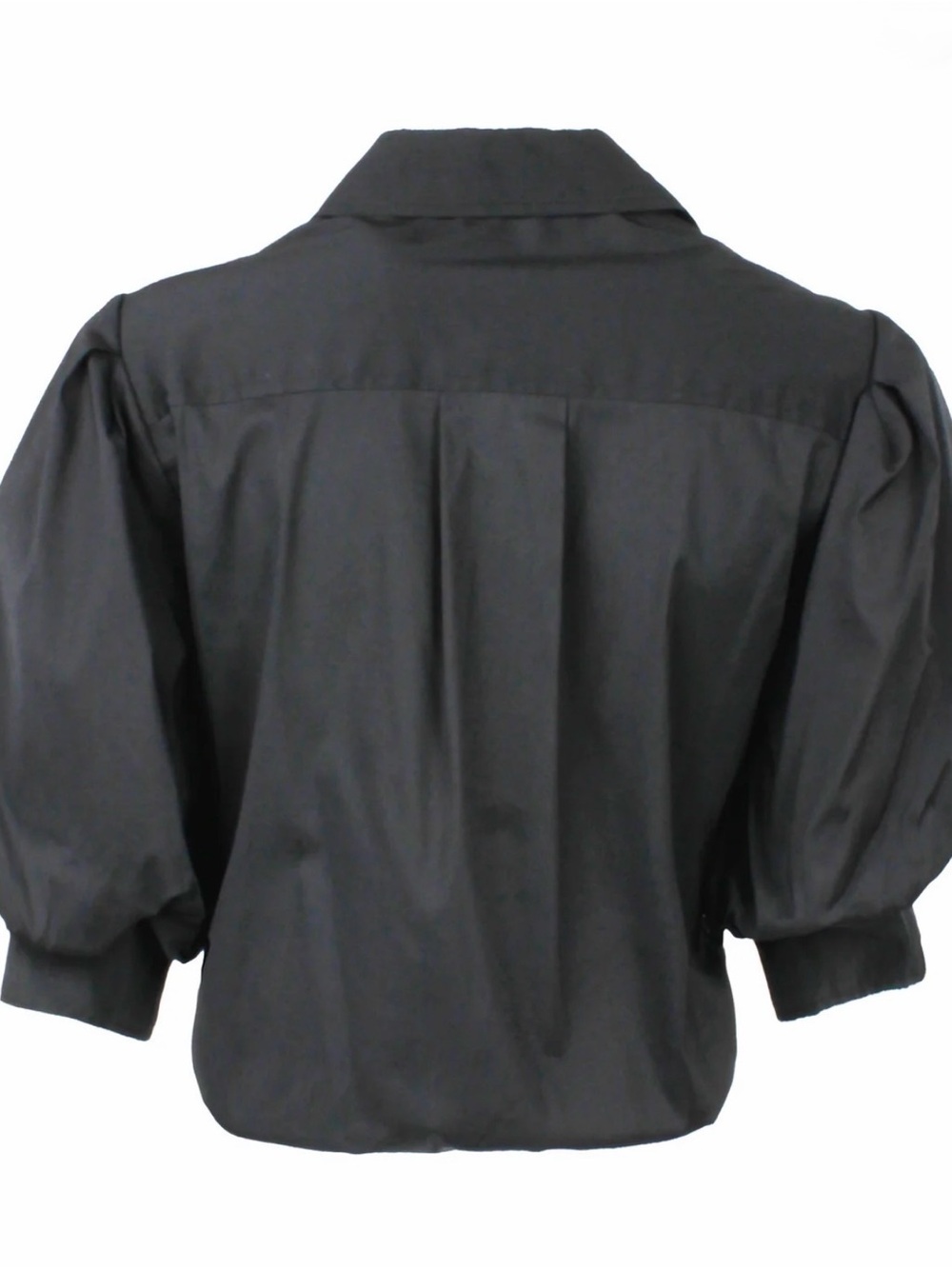 Finley Bomba Black Poplin Twist Puff-Sleeve Ladies Button-Down Top - Size XS - Picture 2 of 10
